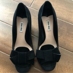 MIU MIU Gorgeous Suede Bow Pumps